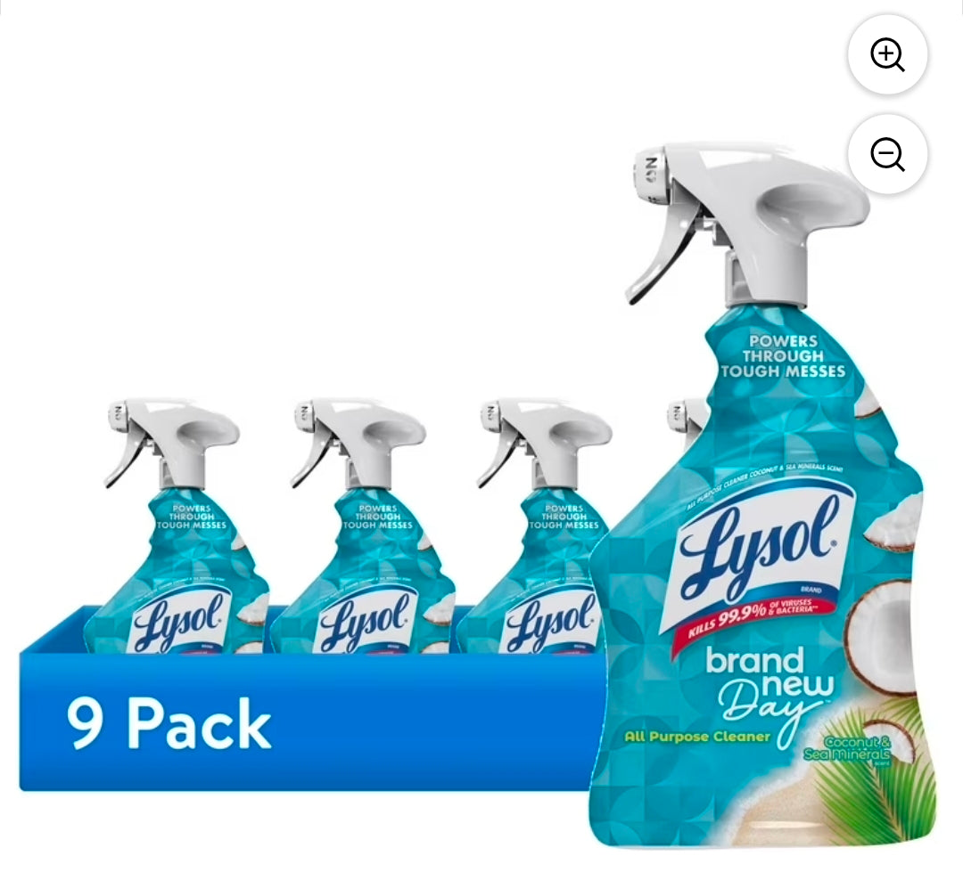 (9 pack) Lysol® All-Purpose Cleaner, Sanitizing and Disinfecting Spray, to Clean and Deodorize, Coconut & Sea Minerals Scent, 32 fl oz