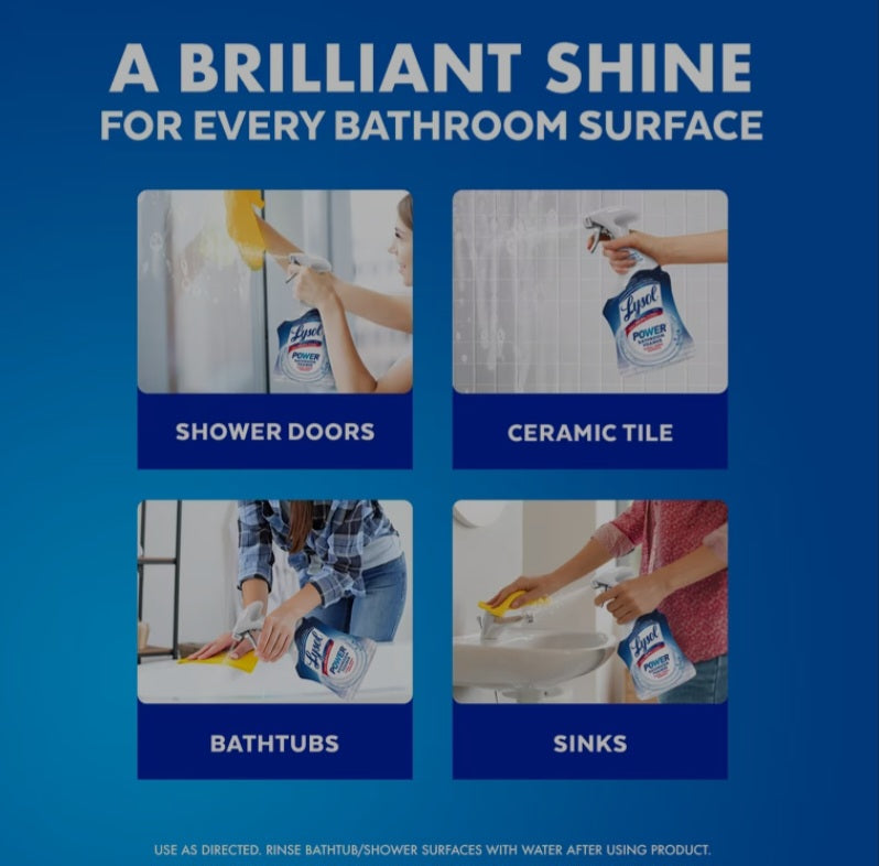 (3 pack)Lysol Power Foaming Cleaning Spray for Bathrooms, Foam Cleaner Bathrooms, Showers, Tubs, 32 fl oz