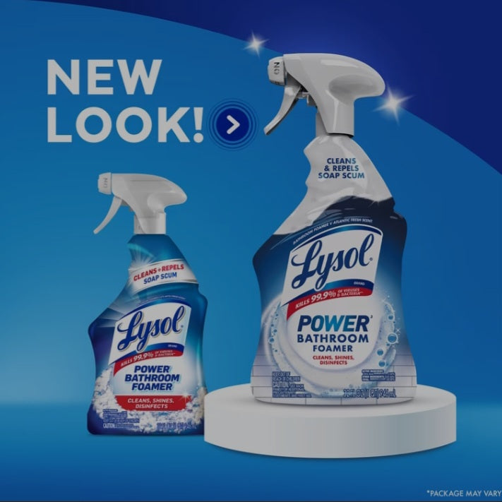 (3 pack)Lysol Power Foaming Cleaning Spray for Bathrooms, Foam Cleaner Bathrooms, Showers, Tubs, 32 fl oz