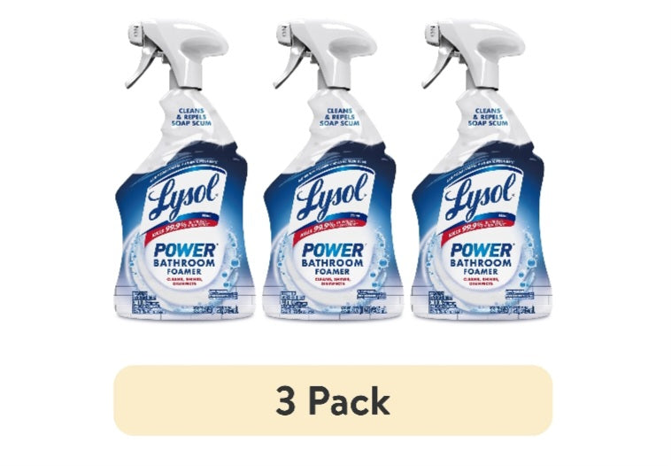 (3 pack)Lysol Power Foaming Cleaning Spray for Bathrooms, Foam Cleaner Bathrooms, Showers, Tubs, 32 fl oz