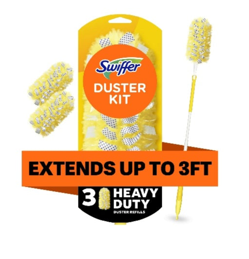 Swiffer Dusters with Extension Pole, Cleaning Kit includes 3ft Extendable Handle + 3 Duster Refills