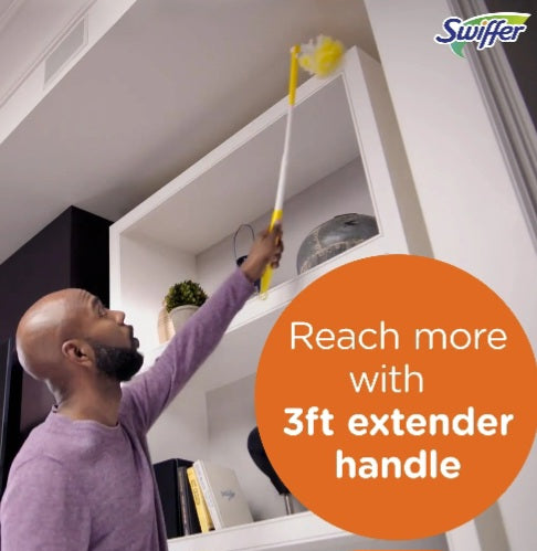Swiffer Dusters with Extension Pole, Cleaning Kit includes 3ft Extendable Handle + 3 Duster Refills