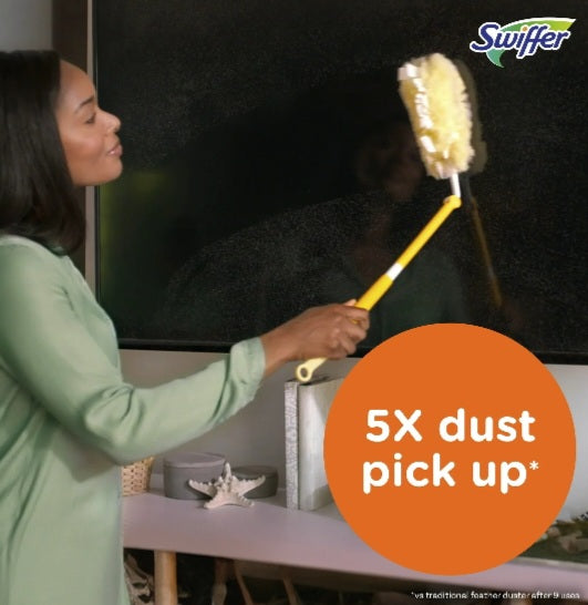 Swiffer Dusters with Extension Pole, Cleaning Kit includes 3ft Extendable Handle + 3 Duster Refills