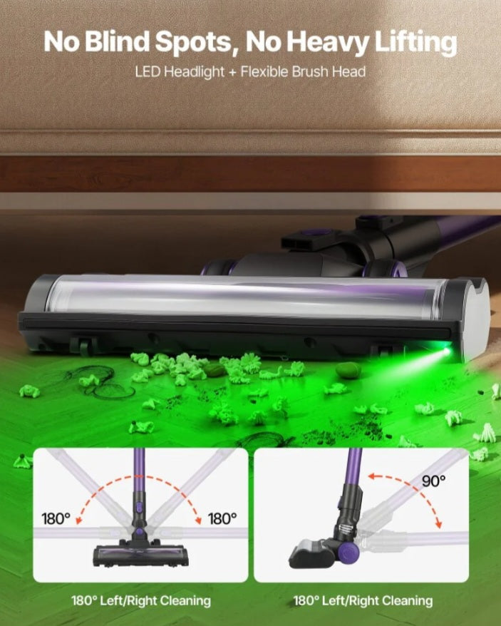 Vevor Vacuum Cleaner Cordless Stick Vacuum 25 kPa Max Suction for Pet Hair Carpet Hardwood New